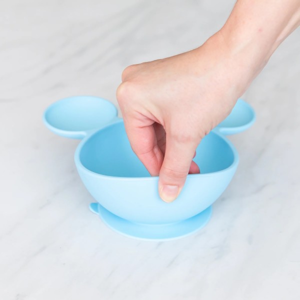 Deuxième Chance (sans emballage d'origine) - Ensemble de Premier Repas en Silicone - Disney Mickey Mouse - Light Blue