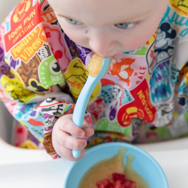 Deuxième Chance (sans emballage d'origine) - Ensemble de Premier Repas en Silicone - Disney Mickey Mouse - Light Blue