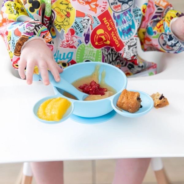 Deuxième Chance (sans emballage d'origine) - Ensemble de Premier Repas en Silicone - Disney Mickey Mouse - Light Blue