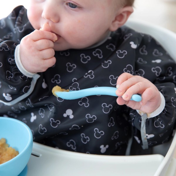 Deuxième Chance (sans emballage d'origine) - Ensemble de Premier Repas en Silicone - Disney Mickey Mouse - Light Blue