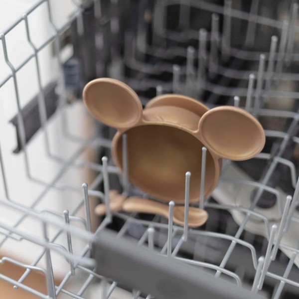 Tweede Kans (zonder originele verpakking) - Siliconen Eerste Baby Eetset - Disney Minnie Mouse - Gold