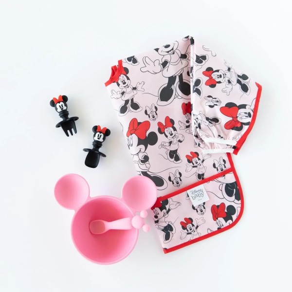 Tweede Kans (zonder originele verpakking) - Siliconen Eerste Baby Eetset - Disney Minnie Mouse - Roze