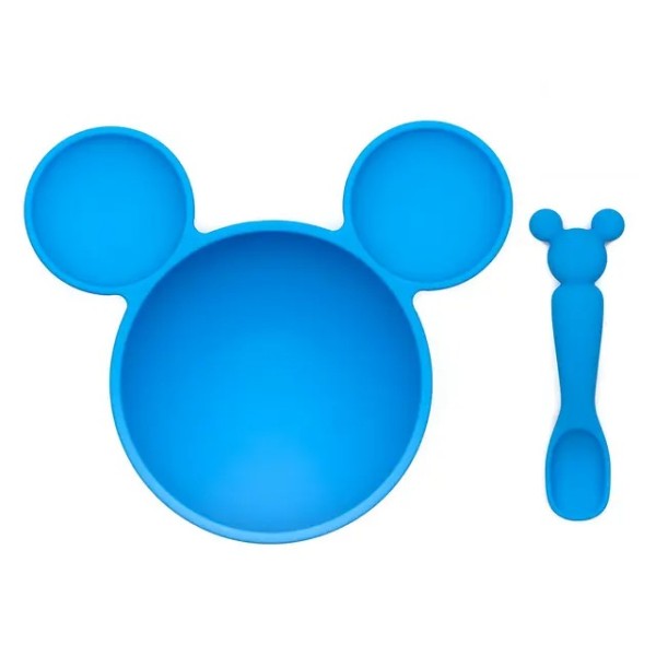 Zweite Chance (ohne Originalverpackung) - Erstes Fütterungsset aus Silikon - Disney Micky Maus - Blau