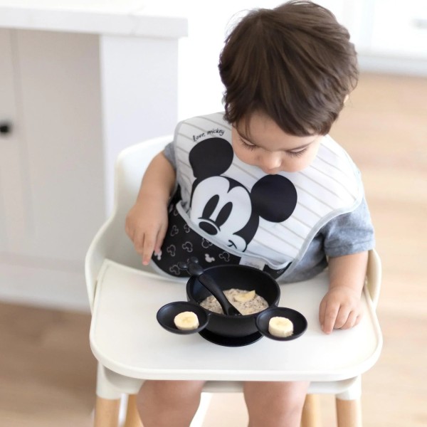 Second Chance (No Original Packaging) - Silicone First Feeding Set - Disney Mickey Mouse - Classic Black