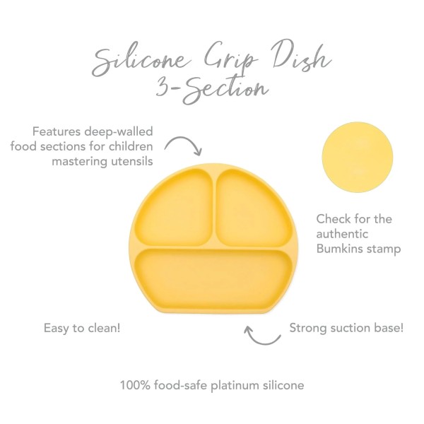 Second Chance (No Original Packaging) - Silicone Grip Dish (3 section) - Jaune