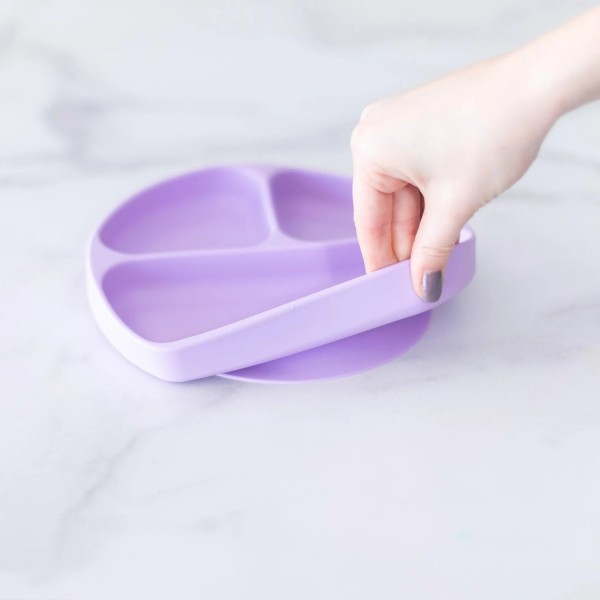 Deuxième chance (sans emballage d'origine) - Plat à ventouse en silicone (3 compartiments) - Lavande