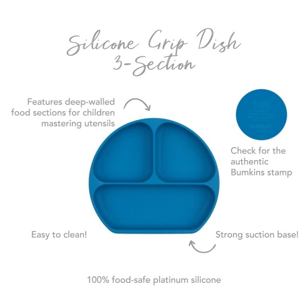 Deuxième chance (sans emballage d'origine) - Plat à ventouse en silicone (3 compartiments) - Bleu Foncé