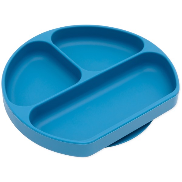 Deuxième chance (sans emballage d'origine) - Plat à ventouse en silicone (3 compartiments) - Bleu Foncé