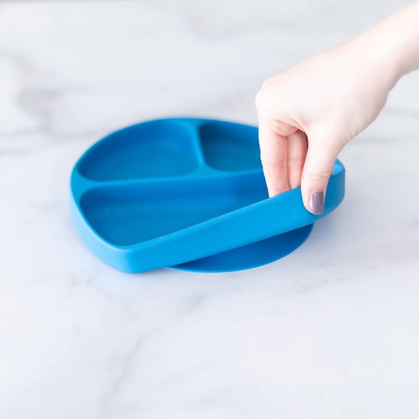 Deuxième chance (sans emballage d'origine) - Plat à ventouse en silicone (3 compartiments) - Bleu Foncé