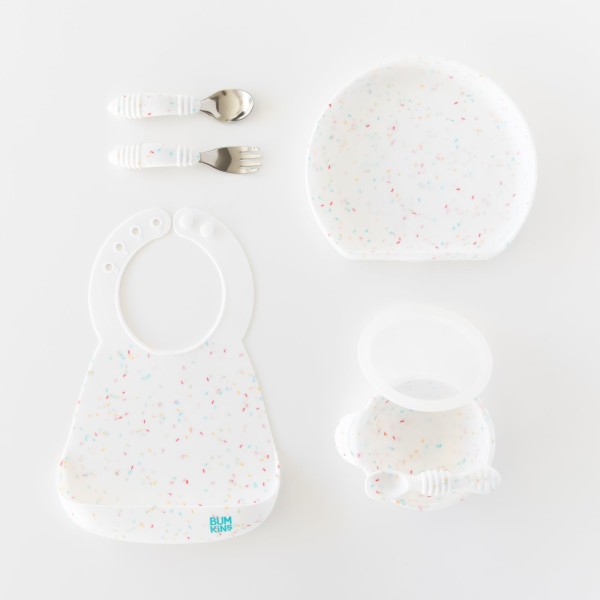 Tweede kans (zonder originele verpakking) - Siliconen eerste baby eetset - Vanille Sprinkle
