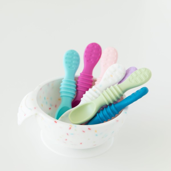 Tweede kans (zonder originele verpakking) - Siliconen eerste baby eetset - Vanille Sprinkle