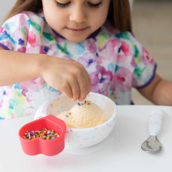 Tweede kans (zonder originele verpakking) - Siliconen eerste baby eetset - Vanille Sprinkle