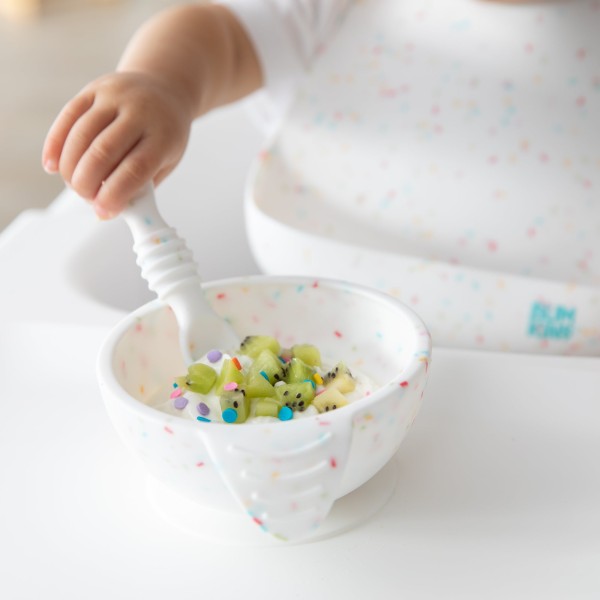 Tweede kans (zonder originele verpakking) - Siliconen eerste baby eetset - Vanille Sprinkle