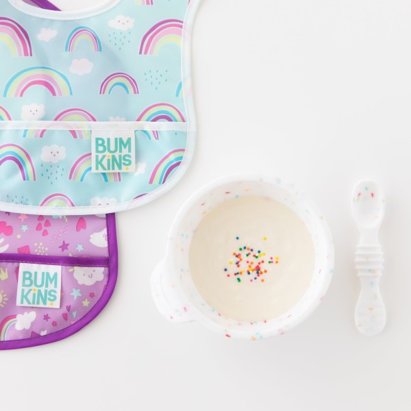 Tweede kans (zonder originele verpakking) - Siliconen eerste baby eetset - Vanille Sprinkle