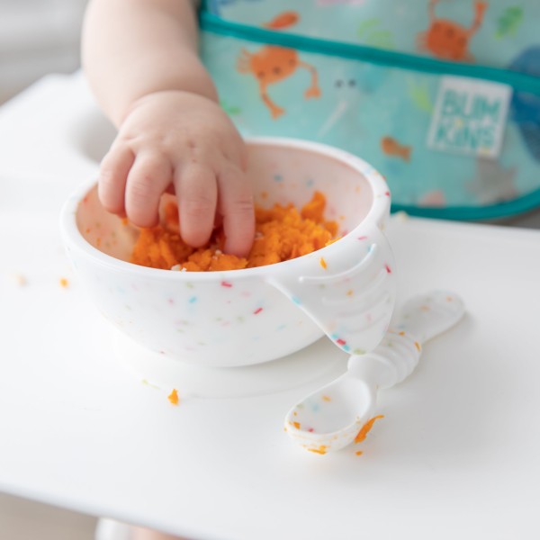Tweede kans (zonder originele verpakking) - Siliconen eerste baby eetset - Vanille Sprinkle