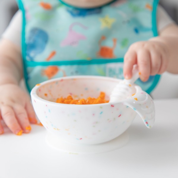 Tweede kans (zonder originele verpakking) - Siliconen eerste baby eetset - Vanille Sprinkle