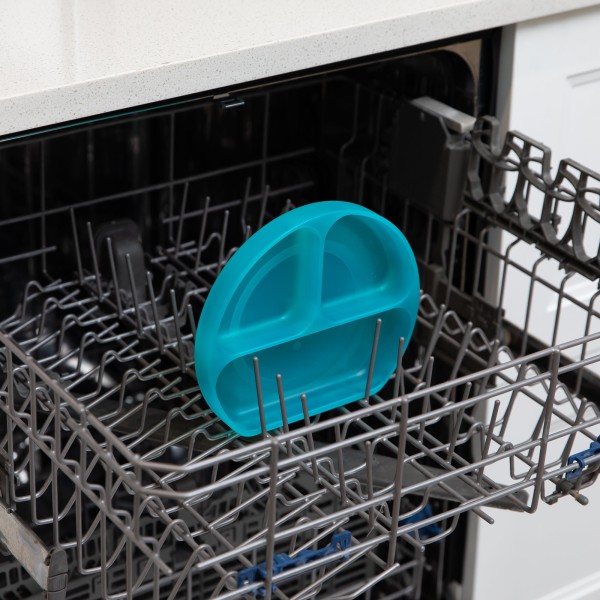 Tweede kans (zonder originele verpakking) - Siliconen vakjesbord met zuignap (3 vaks) - Blauw Jelly