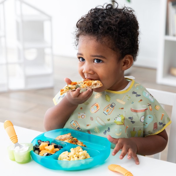 Tweede kans (zonder originele verpakking) - Siliconen vakjesbord met zuignap (3 vaks) - Blauw Jelly