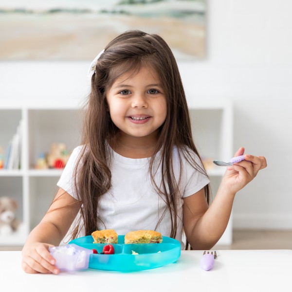 Tweede kans (zonder originele verpakking) - Siliconen vakjesbord met zuignap (3 vaks) - Blauw Jelly