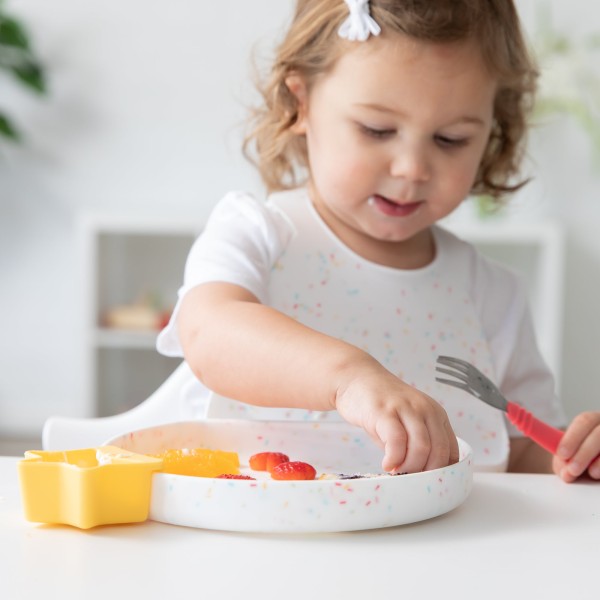 Tweede Kans (zonder originele verpakking) - Siliconen Bord met Zuignap - Vanille Sprinkle