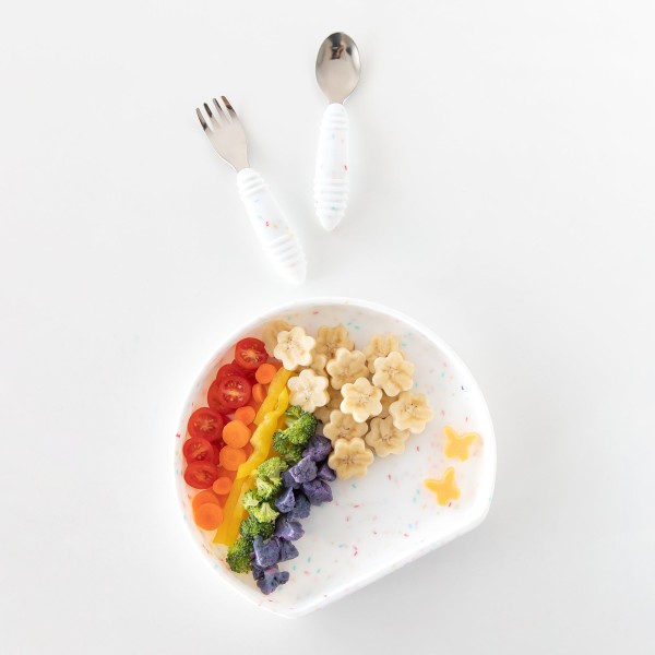 Tweede Kans (zonder originele verpakking) - Siliconen Bord met Zuignap - Vanille Sprinkle