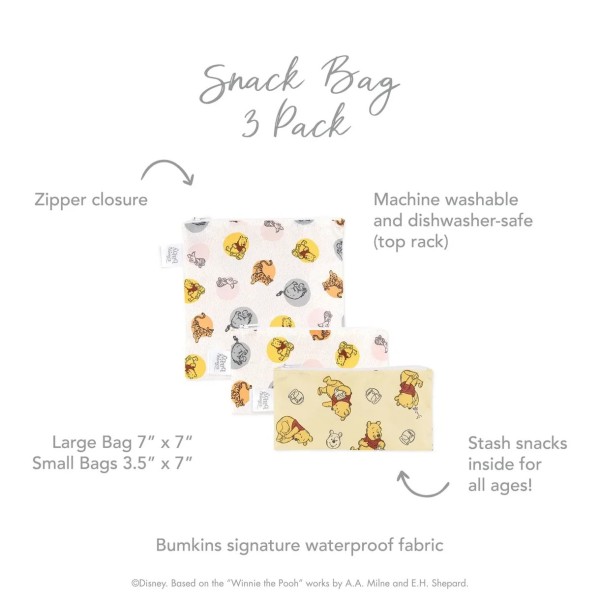 Tweede kans (zonder originele verpakking) - Herbruikbaar snackzakje (3 stuks) - Disney Winnie the Pooh and Friends