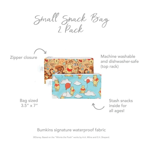 Tweede kans (zonder originele verpakking) - Herbruikbaar snackzakje - Small (2 stuks) - Disney Winnie de Poeh