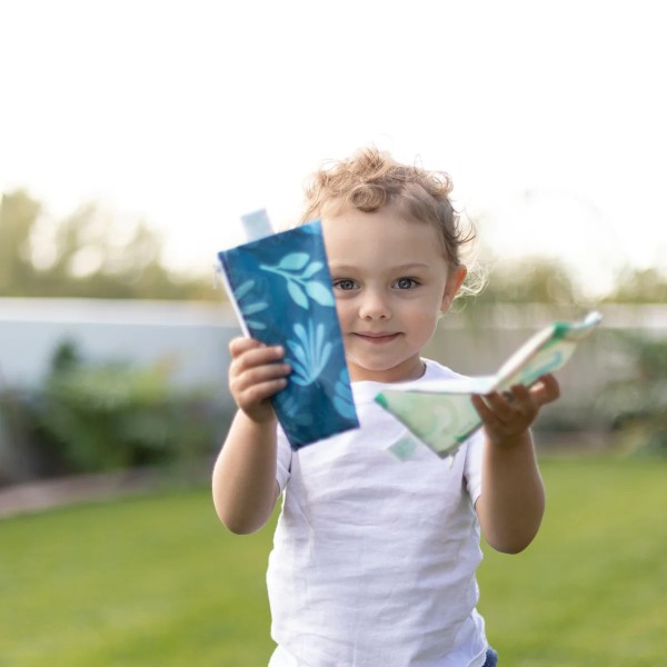 Tweede kans (zonder originele verpakking) - Herbruikbaar snackzakje - Small (2 stuks) - Dinosaurus & Blauw Tropisch