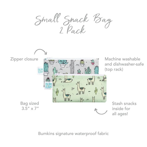 Second Chance (No Original Packaging) - Reusable Snack Bag - Small (2 pack) - Cacti & Llamas