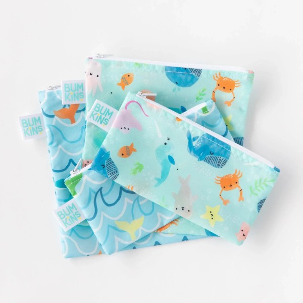 Tweede kans (zonder originele verpakking) - Herbruikbaar snackzakje - Small (2 stuks) - Zeeleven & Walvisstaart