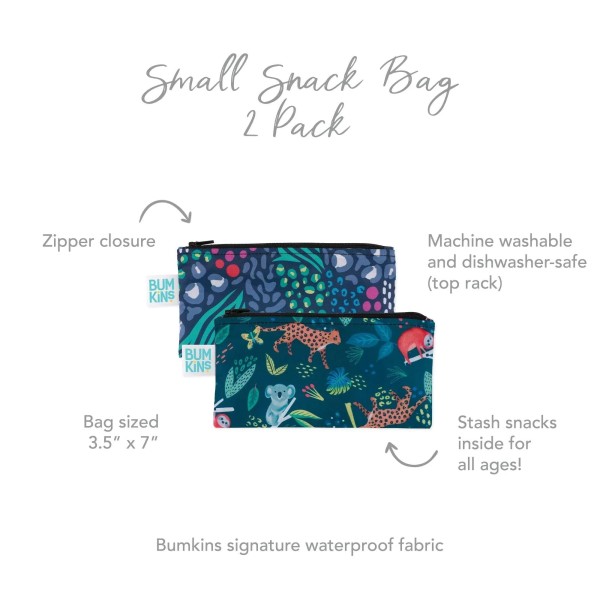Tweede kans (zonder originele verpakking) - Herbruikbaar snackzakje - Small (2 stuks) - Navy Jungle & Navy Dierenprints