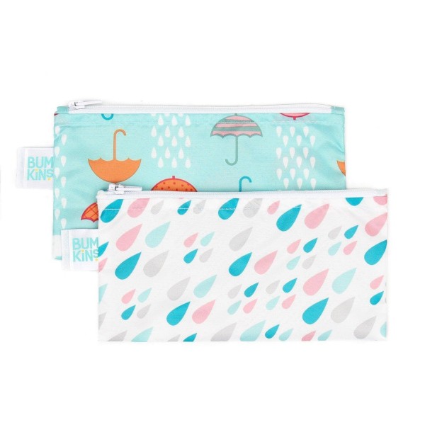 Tweede kans (zonder originele verpakking) - Herbruikbaar snackzakje - Small (2 stuks) - Raindrops & Umbrella