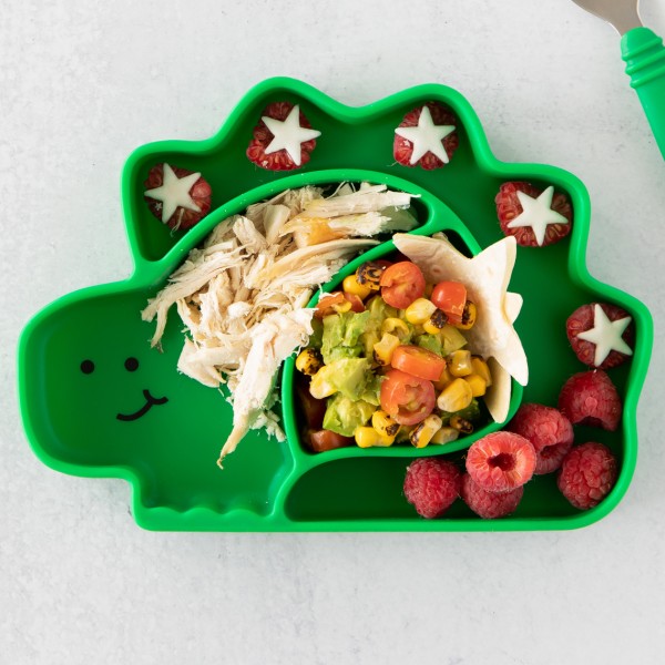 Siliconen Bord met Zuignap - Groen Dinosaurus