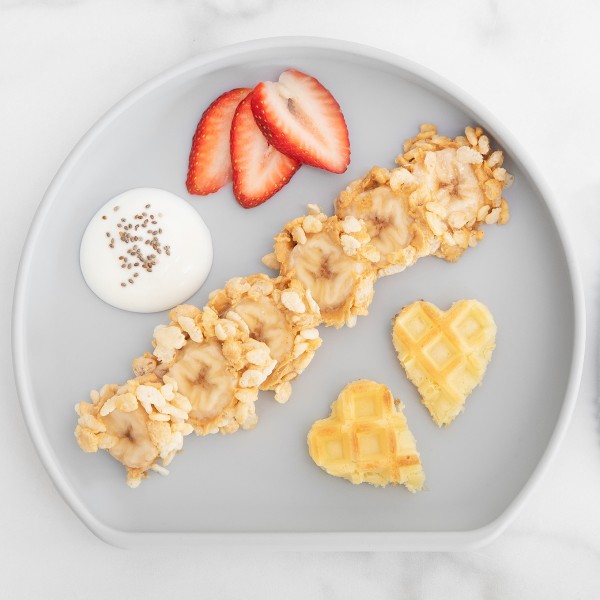 Silikonteller mit Saugnapf - Grau