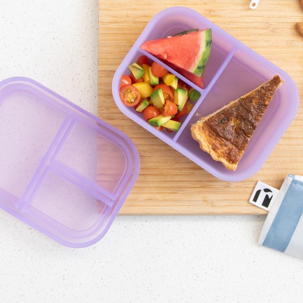 Fiambrera Bento de Silicona (3 apartados) - Morado Jelly