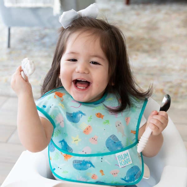 SuperBib® Baby Slab - Blauw Oceaanleven