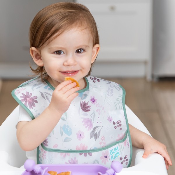 SuperBib® Baby Slab - Grijs Bloemen