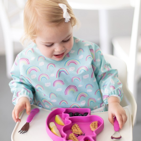 Bavoir à Manches - Bleu Clair Arcs-en-ciel