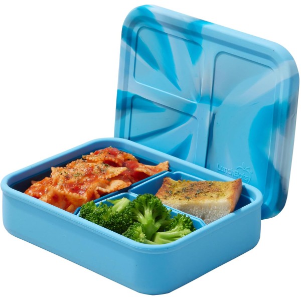 Large Build-a-Bento - platinum siliconen bento box - Blauw Walvis