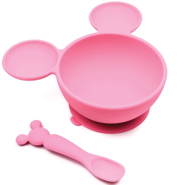 Zweite Chance (ohne Originalverpackung) - Erstes Fütterungsset aus Silikon - Disney Minnie Maus - Rosa