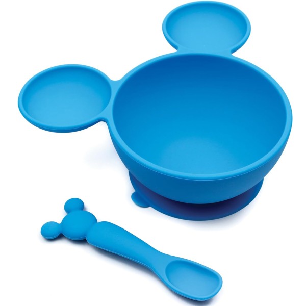 Zweite Chance (ohne Originalverpackung) - Erstes Fütterungsset aus Silikon - Disney Micky Maus - Blau