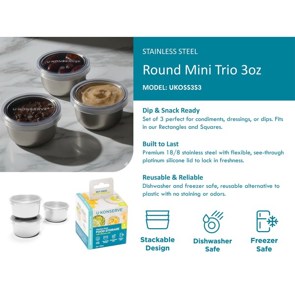 Round Mini Trio (3oz / 90ml) - Set van 3 - Transparant