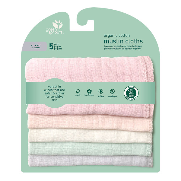 Organic Cotton Muslin Cloths (5 pack) - Blueberry