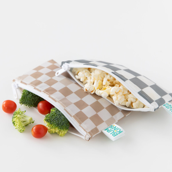 Reusable Snack Bag - Small (2 pack) - Sand Check & Charcoal Check