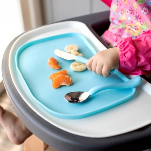Mini plat-napperon en silicone pour bébé - Turquoise