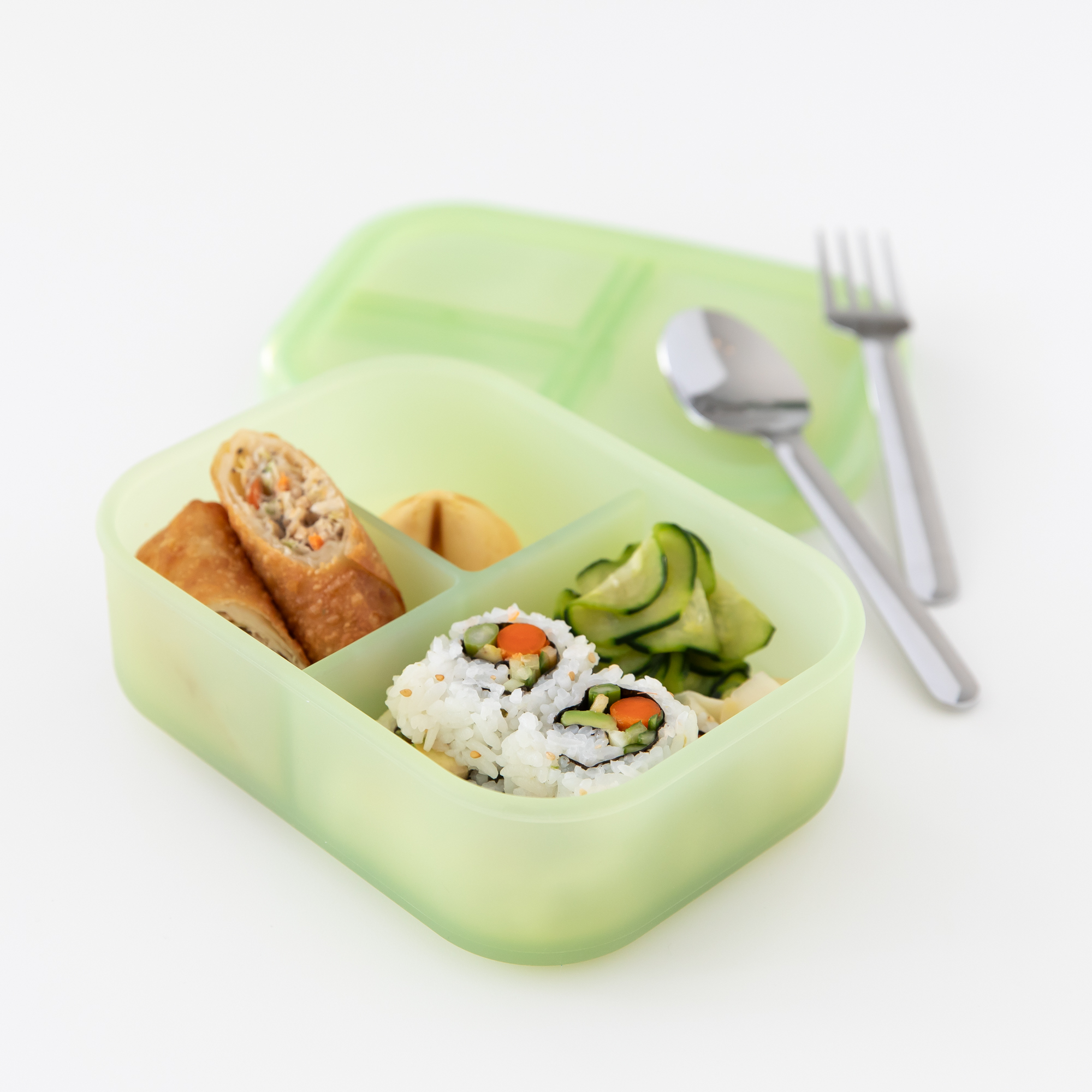 Siliconen Bento Box (3-vaks) - Groen Jelly