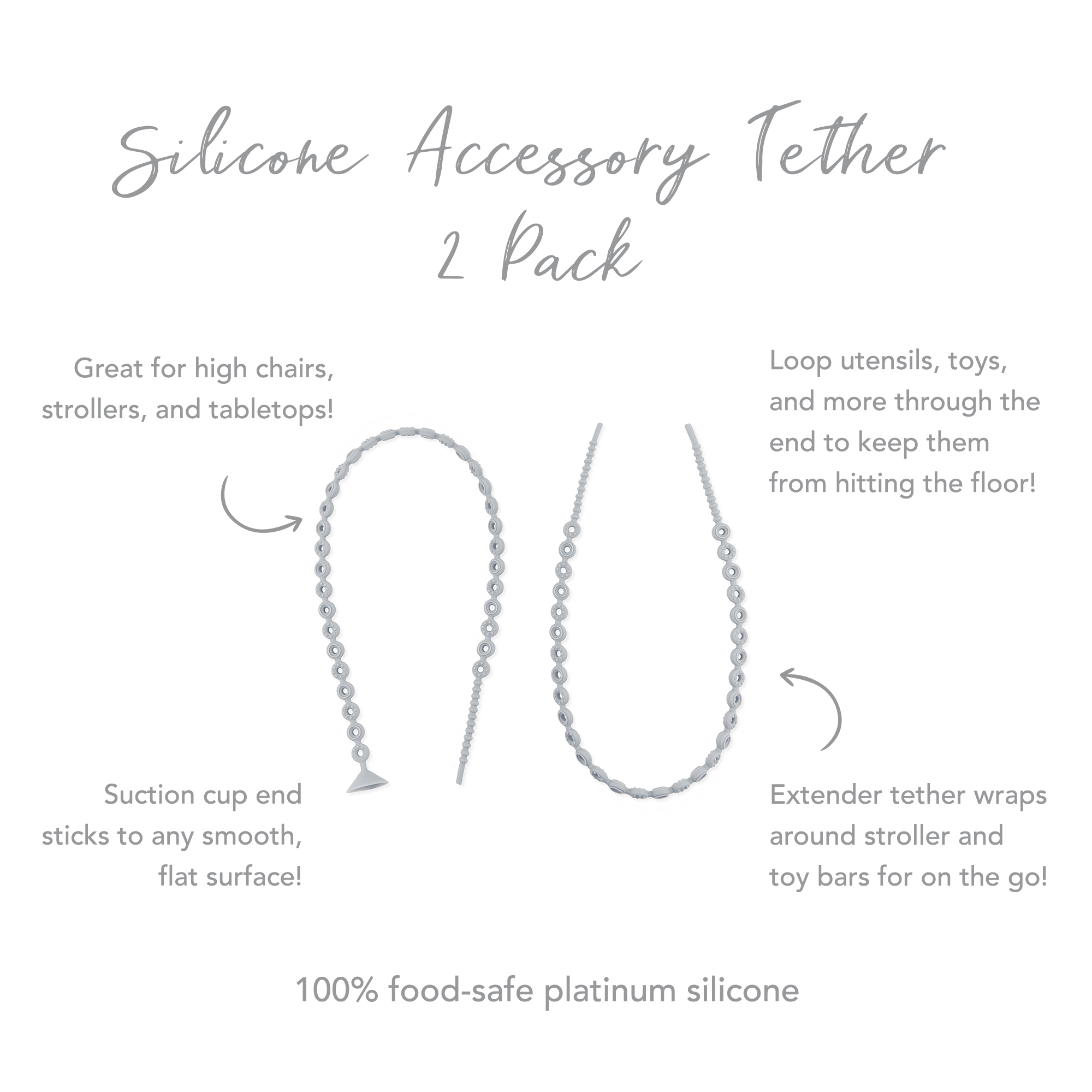 Attaches Accessoires en Silicone (2 paquet) - Gris