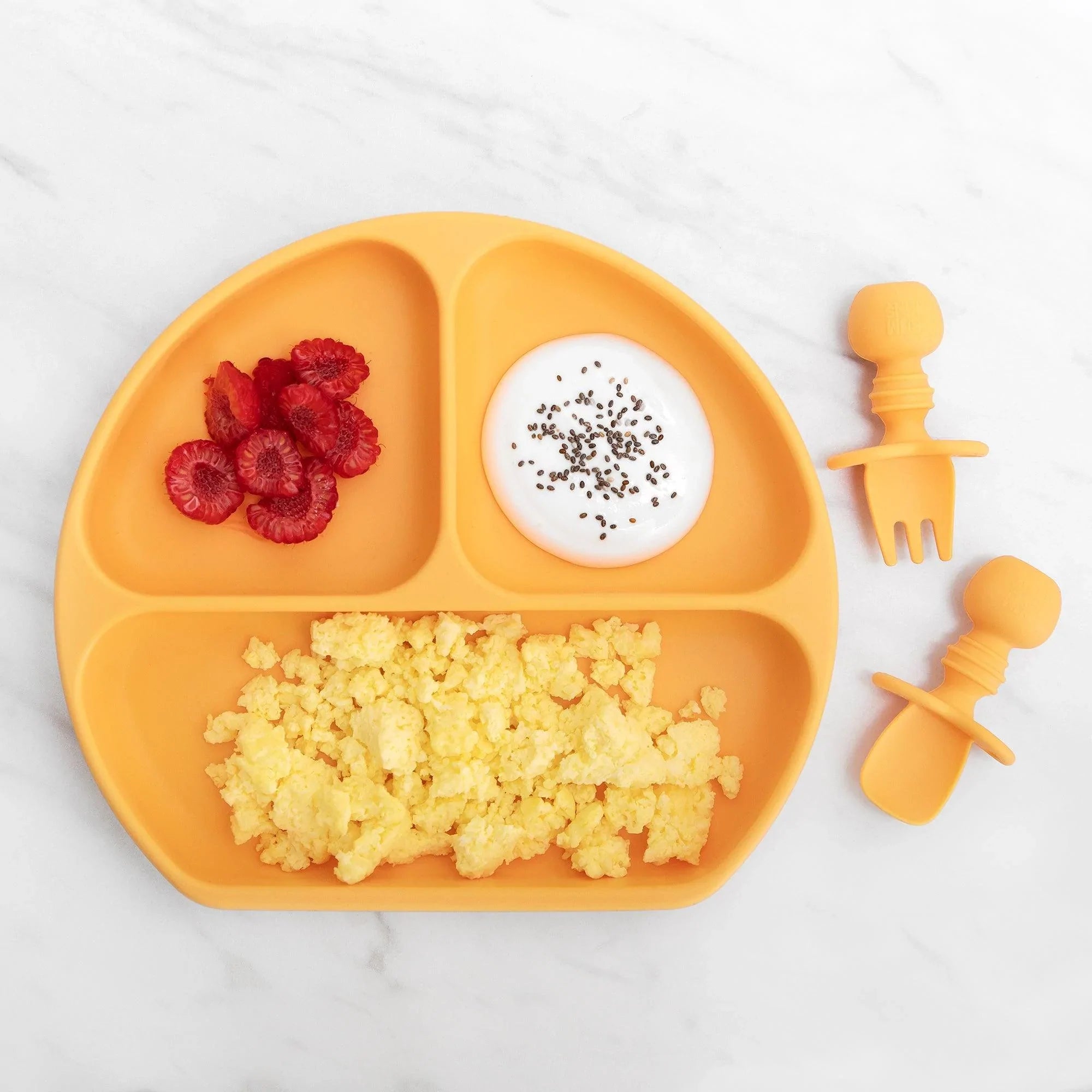 Silicone Grip Dish (3 section) - Tangerine