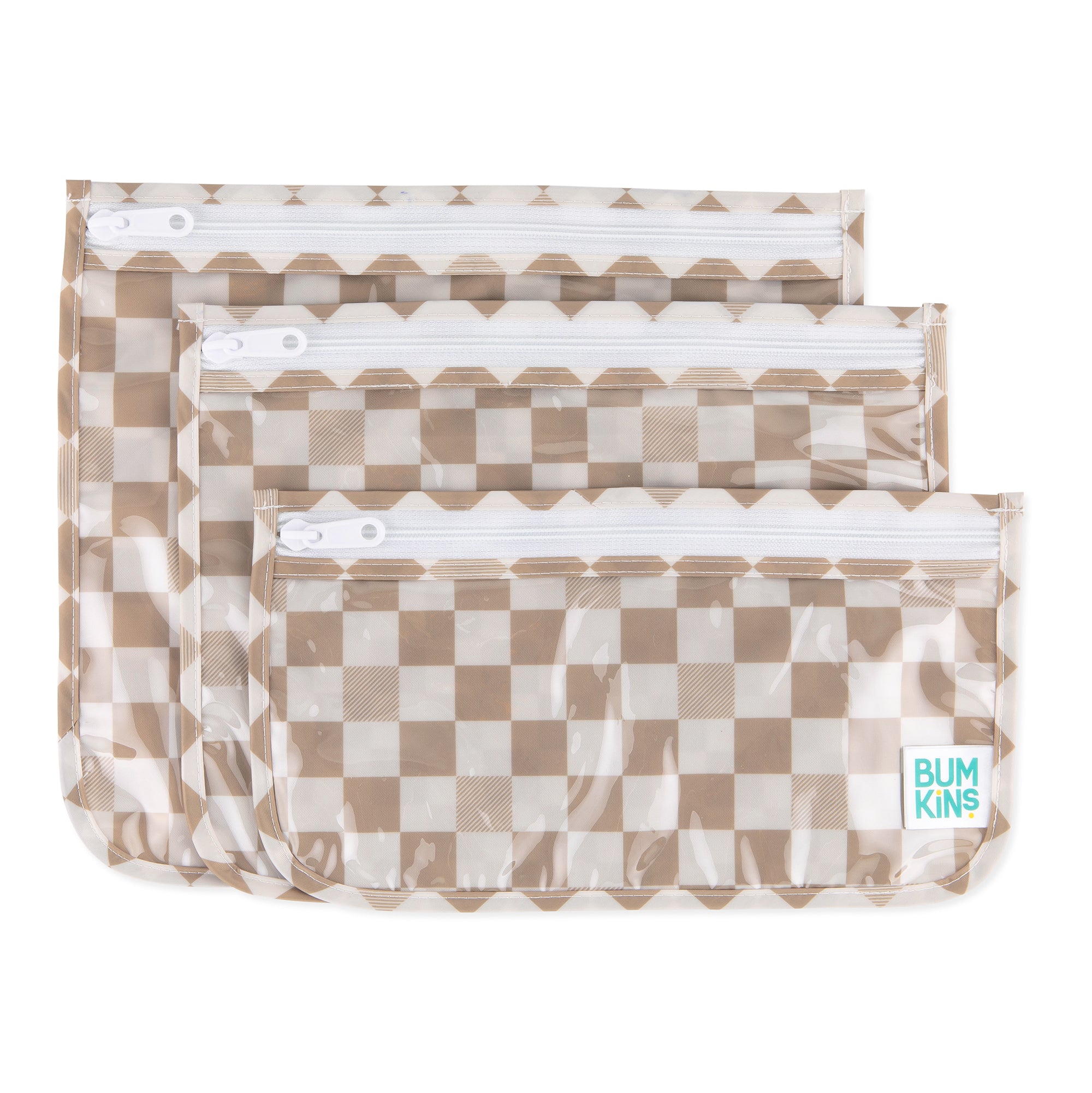Clear travel bag (3 pack) - Sand Check
