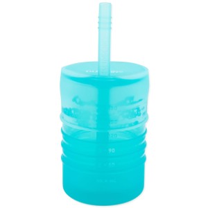 Siliconen beker met rietje en deksel - Blue Jelly
